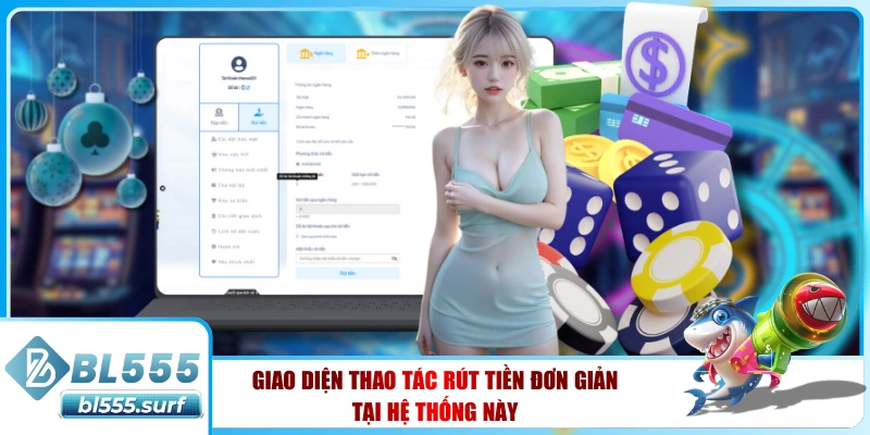 Giao diện thao tác rút tiền đơn giản tại hệ thống này
